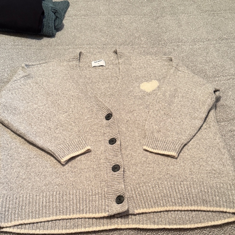 Old Navy Gray Women's Cardigan with Heart Detail